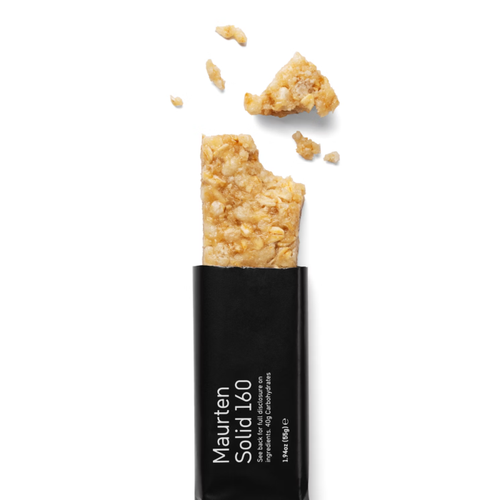 Maurten Solid 160 energinis batonėlis ištvermės sportui, skirtas bėgikams ir dviratininkams be kakavos praplėštas